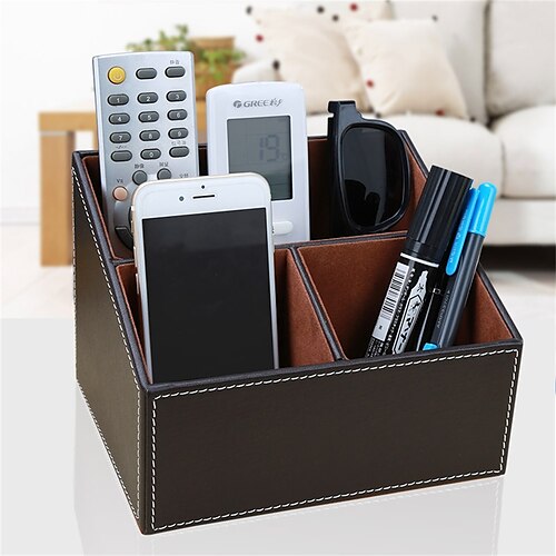 

Pen Holder Cup Multifunction Big Capacity PU Leather for Office Men Home