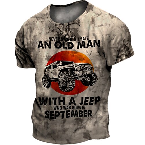 

Men's T shirt 3D Print Graphic Car Crew Neck Casual Daily Print Short Sleeve Tops Fashion Vintage Classic Comfortable Green Blue Gray / Summer