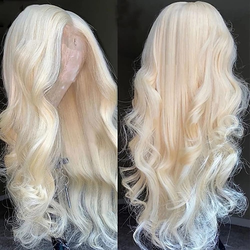 

Long Wavy Synthetic Blonde Lace Front Wigs Middle Part Body Wave Lace Frontal Wigs For Women Heat Resistant Fiber Hair Wig