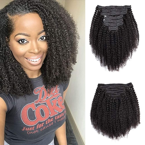 

Afro Kinky Curly Clip in Hair Extensions Brazilian Virgin Hair Natural 4B 4C Kinky Curly Clip Ins For Black Women Clip In Human Hair Extensions Double Weft Natural Color 70gram/set 7pcs 10-26 Inch