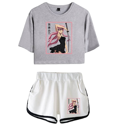 

Inspired by Future Diary Gasai Yuno Outfits Crop Top 100% Polyester Anime Harajuku Graphic Shorts For Women's