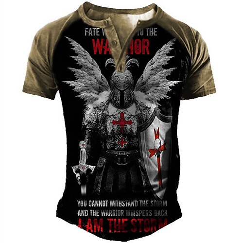 

Men's Henley Shirt Tee T shirt 3D Print Graphic Human Letter Plus Size Henley Daily Sports Button-Down Print Short Sleeve Tops Basic Casual Classic Designer Black