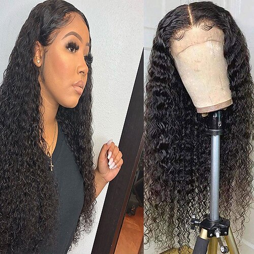 

134 /44 Lace Deep Wave Lace Front Wigs For Black Women 150%/180% Density Human Hair Brazilian Remy Wet and Wavy Pre Plucked with Baby Hair Lace Front Wig Glueless Wig