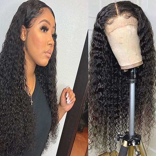 

134 /44 Lace Deep Wave Lace Front Wigs For Black Women 150%/180% Density Human Hair Brazilian Remy Wet and Wavy Pre Plucked with Baby Hair Lace Front Wig Glueless Wig