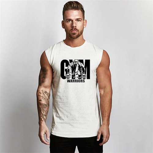 

foreign trade wish sports vest sleeveless t-shirt men men singlet printing tight bodybuilding fitness vest