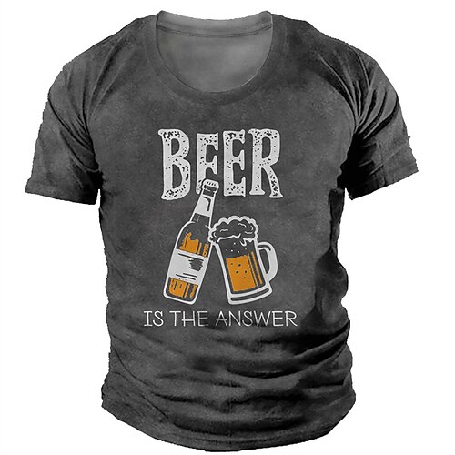 

Men's Unisex T shirt Tee Graphic Letter Wine Glass Crew Neck Green Blue Gray Black 3D Print Outdoor Street Short Sleeve Print Clothing Apparel Sports Designer Casual Big and Tall / Summer / Summer