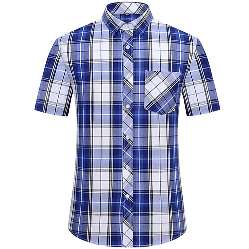 

Men's Casual Shirt Shirt Plaid Square Neck Street Casual collared shirts Short Sleeve Tops Basic Casual Fashion Hawaiian A B C