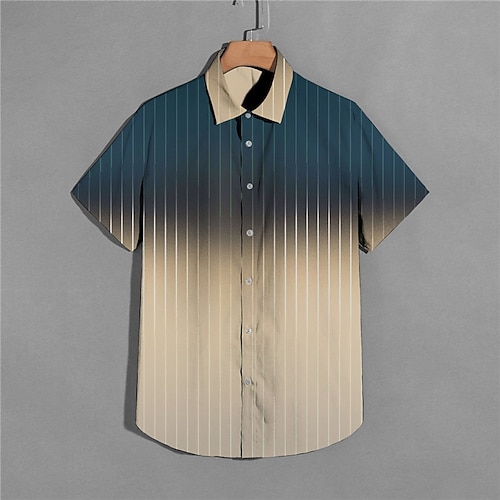 

Men's Shirt 3D Print Gradient Turndown Street Casual Button-Down Print Short Sleeve Tops Casual Fashion Designer Breathable Beige