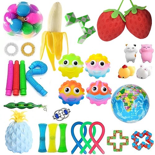 

Finger Toy Squeeze Toy / Sensory Toy Sensory Fidget Toy Stress Reliever 31 pcs Portable Gift Cute Stress and Anxiety Relief Flexible Durable Non-toxic For Teen Adults' Men Boys and Girls Home