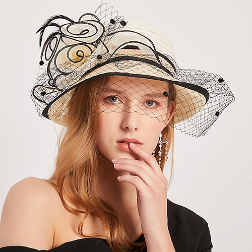 

Kentucky Derby Hut Hüte Stroh Spitze Fischerhut Strohhut Sonnenhut Casual Festtage Vintage-Stil Elegant Mit Feder Spitze Kopfschmuck Kopfbedeckung