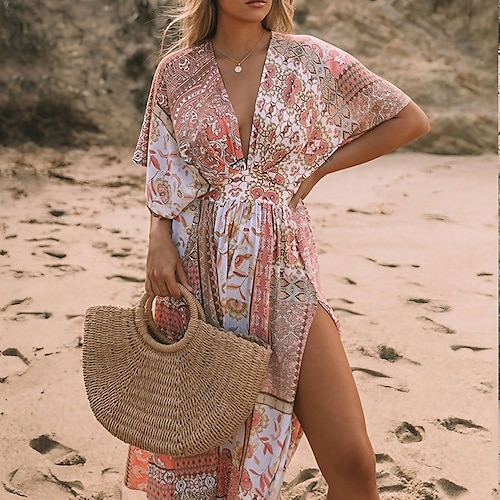 

Roupa de banho feminina encobrir top de praia normal maiô impressão floral rosado rosa empoeirado rosa em v maiôs de arame nova moda de férias/y/moderno