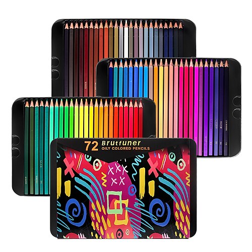 

Colored Pencils 2B Log Pen Holder Oil Colors Rainbow Wood Pencils 72 Count/120 Count for Adult Artists