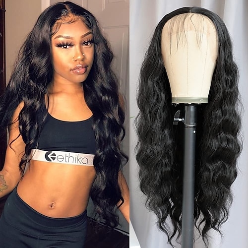 

Black Long Loose Curly Wave Lace Front Wigs with Baby Hair Heat Resistant Glueless Synthetic Lace Front Wigs for Fashion Women