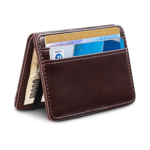 

Men's Wallet PU Leather Embossed Solid Color Daily Office & Career Red Brown Black Coffee