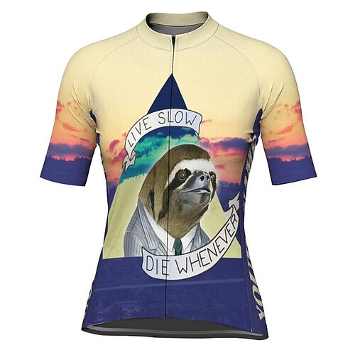 

21Grams Women's Short Sleeve Cycling Jersey Sloth Bike Top Mountain Bike MTB Road Bike Cycling Yellow Spandex Polyester Breathable Quick Dry Moisture Wicking Sports Clothing Apparel / Athleisure