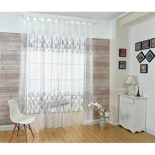 

1 Panel White Sheer Curtain for Bedroom/Living Room Semi Transparent Farmhouse Window Net Panels with Rod Pocket