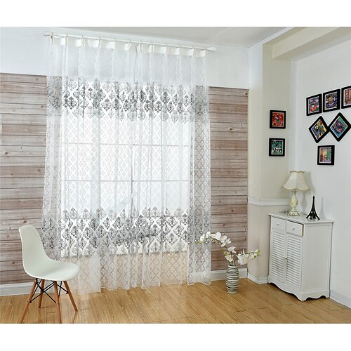 

1 Panel White Sheer Curtain for Bedroom/Living Room Semi Transparent Farmhouse Window Net Panels with Rod Pocket