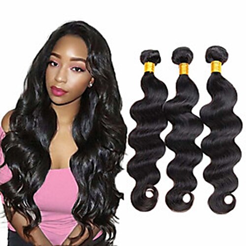 

3 Bundles Hair Weaves Brazilian Hair Body Wave Human Hair Extensions Remy Human Hair Natural Color Hair Weaves / Hair Bulk 8-28 inch Natural Women / Daily Wear