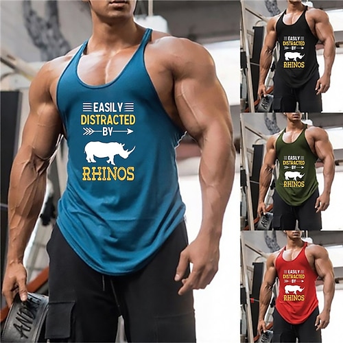 

Men's Tank Top Vest Hot Stamping Graphic Prints Letter Animal Plus Size Crew Neck Daily Sports Print Sleeveless Tops Fashion Classic Designer Hawaiian Green Blue Black