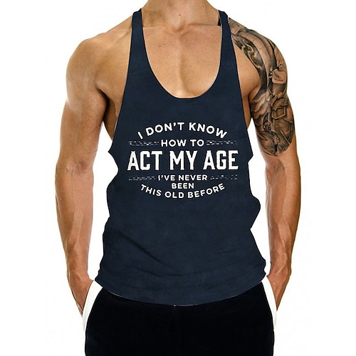 

Men's Tank Top Vest 3D Print Graphic Prints Crew Neck Daily Sports Print Sleeveless Tops Fashion Classic Designer Comfortable Navy Blue / Summer