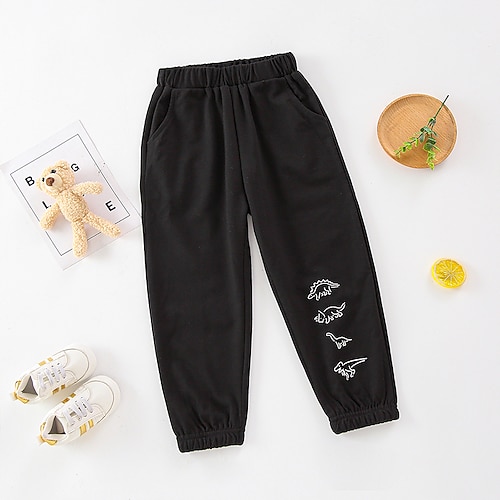 

Kids Girls' Pants Black Print Fall Spring Active Casual 2-6 Years