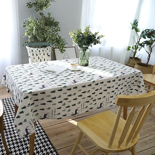 

Pastoral Tablecloth Cotton Linen Fabric Table Cloth - Washable Table Cover with Dust-Proof Wrinkle Resistant for Restaurant, Picnic, Indoor and Outdoor Dining, Floral