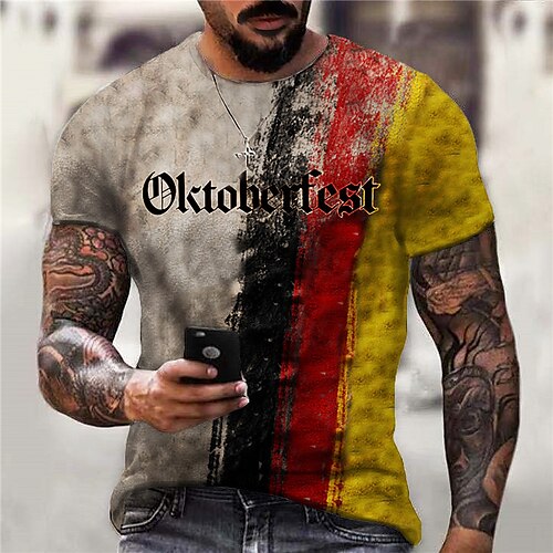 

Hombre Unisexo Camiseta Letra A Rayas Estampados Cuello Barco Amarillo Impresión 3D Exterior Calle Manga Corta Estampado Ropa Deportes Design Casual Grande y alto / Verano / Verano