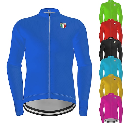 

21Grams Men's Cycling Jersey Long Sleeve Winter Bike Jersey Top with 3 Rear Pockets Mountain Bike MTB Road Bike Cycling Quick Dry Breathability Soft Back Pocket Black Green Purple Polyester Sports