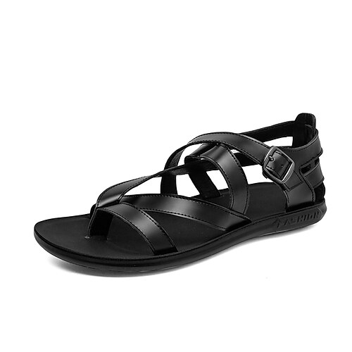 

Men's Sandals Casual Beach Daily Faux Leather White Black Summer