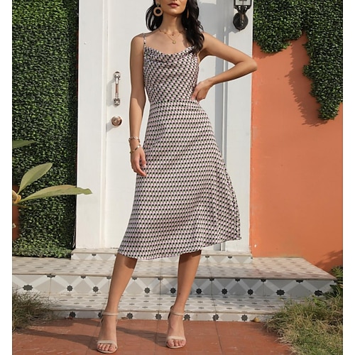 

Women's A Line Dress Knee Length Dress Purple Sleeveless Plaid Patchwork Summer U Neck Stylish Work Formal 2022 S M L XL