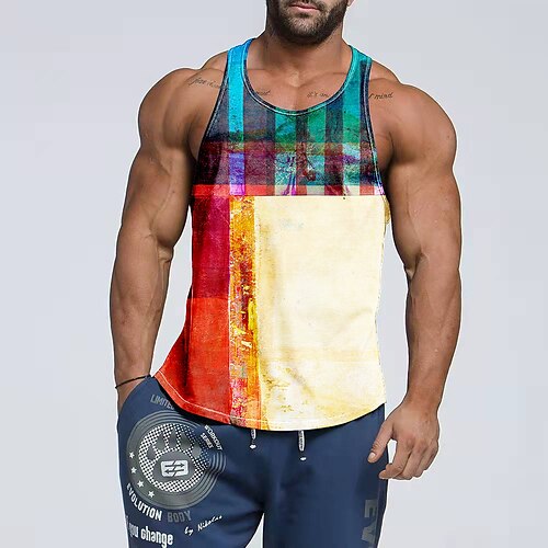 

Men's Yoga Top Sleeveless Tee Tshirt Breathable Quick Dry Comfortable Yoga Gym Workout Running Sportswear Activewear Tie Dye Green Yellow Red / Micro-elastic / Fashion