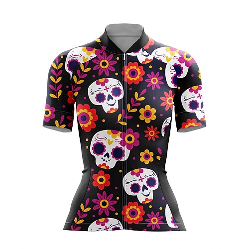 

21Grams Women's Short Sleeve Cycling Jersey Red Skull Floral Botanical Bike Top Mountain Bike MTB Road Bike Cycling Spandex Polyester Breathable Quick Dry Moisture Wicking Sports Clothing Apparel