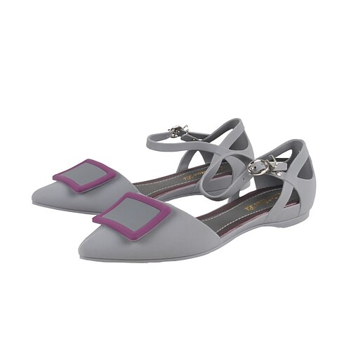 

Women's Flats Formal Shoes Buckle Flat Heel Pointed Toe Closed Toe Elegant Casual Daily PVC Buckle Spring Summer Solid Colored Geometric Black Gray Purple