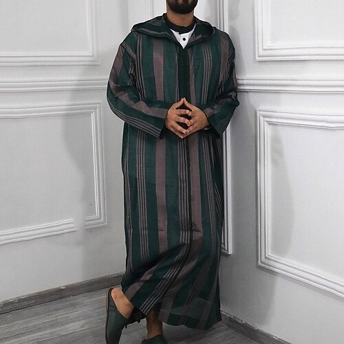 

Men's Shirt Striped Turndown Party Casual Button-Down Long Sleeve Tops Casual Vintage Streetwear Green