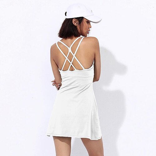 

Women's Tennis Dress With Pockets Quick Dry Moisture Wicking Sleeveless Dress With Inner Shorts High Waisted Solid Color Summer Gym Workout Tennis Golf / Lightweight