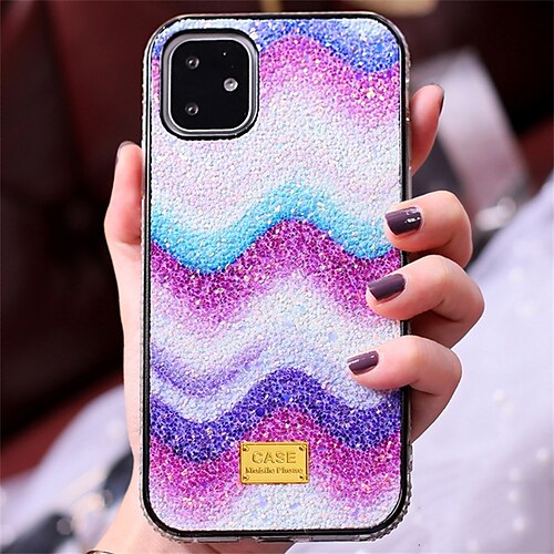 

Phone Case For Apple Back Cover iPhone 13 Pro Max 12 11 SE 2022 X XR XS Max 8 7 Rhinestone Glitter Shine Shockproof Crystal Diamond TPU PC