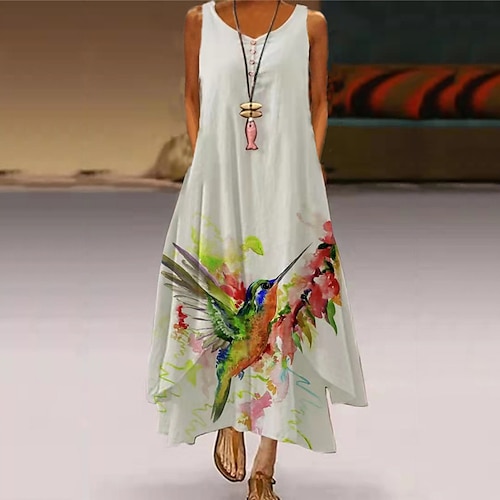 

Women's Casual Dress Swing Dress Long Dress Maxi Dress Blue Yellow Red Sleeveless Floral Pocket Spring Summer Crew Neck Loose Fit 2022 S M L XL XXL 3XL 4XL 5XL