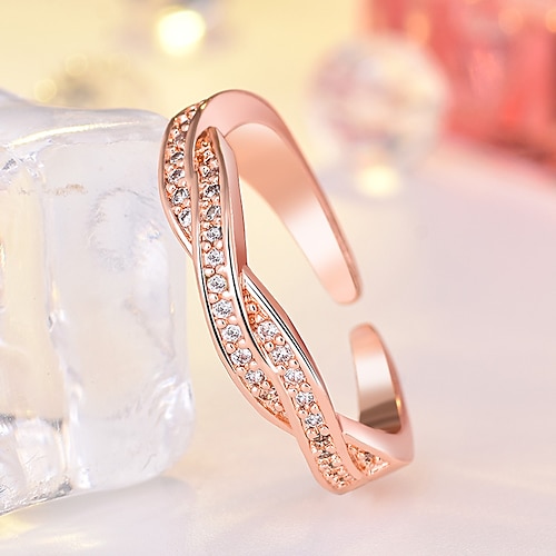 

Ring Wedding Geometrical Rose Gold Silver Copper Rhinestone Stylish Luxury Elegant 1pc / Women's / Open Ring / One Earring / Adjustable Ring / Daily