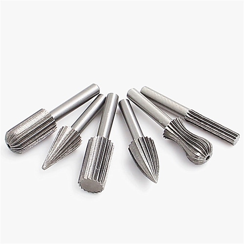 

6pcs 6mm Round Shank Tungsten Steel Rotary Burrs Cutter Engraving Grinding Bit For Rotary Tools Woodworking DIY