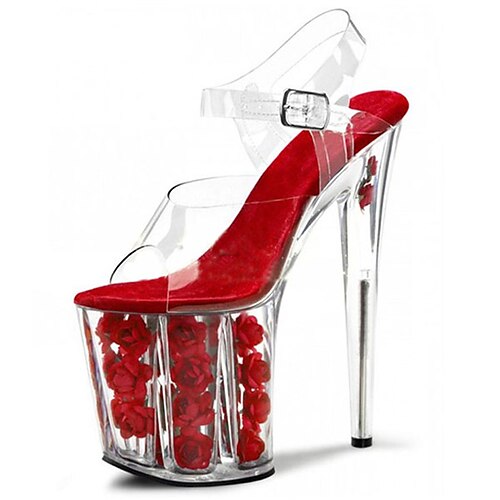 

Mulheres Sandálias Festa Praia Presilha Stiletto Ponta Redonda Peep Toe Pele PU Mocassim Cor Sólida Branco Vermelho Fúcsia
