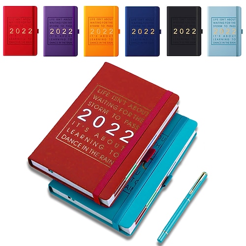 

2022 Daily Weekly Monthly A5 5.8×8.3 Inch Classic PU Hardcover Elastic Closure Agenda Strap Design Planner 320 Pages for School Office Business