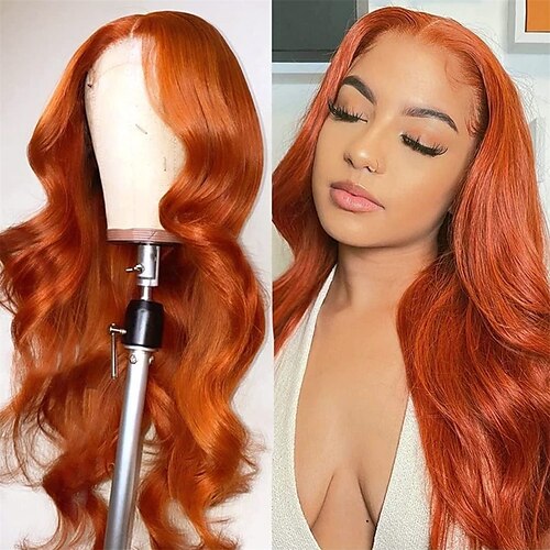 

88J Ginger Color Lace Front Wigs Human Hair 13X4 Body Wave Wigs Glueless Pre Plucked With Baby Hair 8-30 Inch Hair Wig Remy Human Hair Wigs Orange Color 150% Density