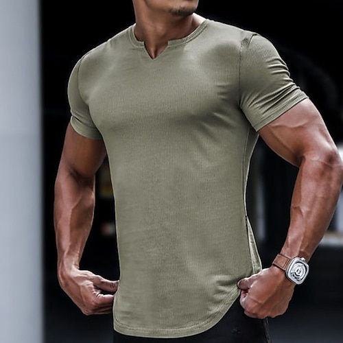 

Men's T shirt Tee Solid Color V Neck Light Green Navy Blue Black Street Casual Short Sleeve Clothing Apparel Fashion Classic Comfortable Big and Tall / Summer / Spring / Summer / Sports