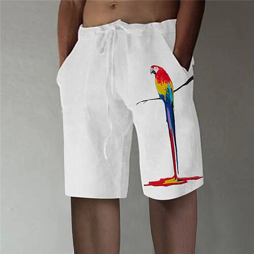 

Men's Shorts Beach Shorts Elastic Waist Straight Leg Print Animal Bird Graphic Prints Comfort Breathable Short Sports Outdoor Daily Cotton Blend Stylish Casual / Sporty Green Khaki