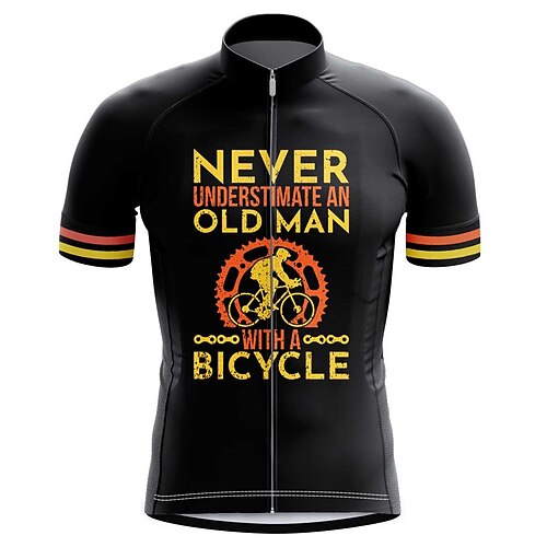 

21Grams Men's Cycling Jersey Short Sleeve Bike Top with 3 Rear Pockets Mountain Bike MTB Road Bike Cycling Breathable Quick Dry Moisture Wicking Reflective Strips Black Gear Polyester Spandex Sports