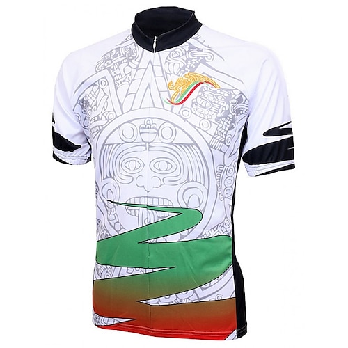 

21Grams Men's Cycling Jersey Short Sleeve Bike Top with 3 Rear Pockets Mountain Bike MTB Road Bike Cycling Breathable Quick Dry Moisture Wicking Reflective Strips White Mexico Polyester Spandex Sports