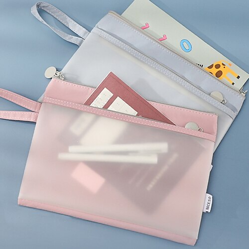 

Document Bag PVC Clear with Zipper Closure Multicolor File Organizer A4 Size Receipts Documents