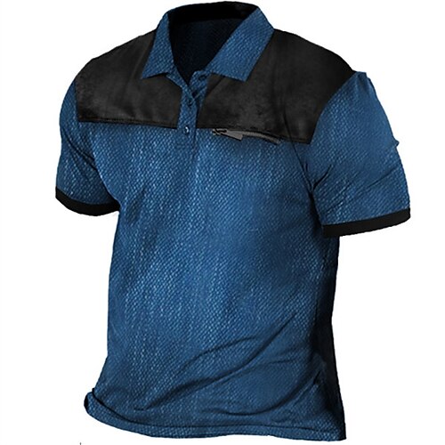 

Men's Collar Polo Shirt Golf Shirt Color Block Turndown Royal Blue Street Casual Short Sleeve 3D Button-Down Clothing Apparel Fashion Casual Comfortable