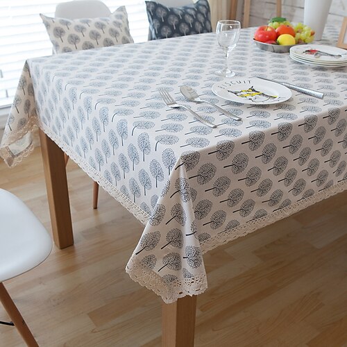 

Farmhouse Style Tablecloth Cotton Linen Rectangle Table Cloths for Kitchen Dining, Party, Holiday, Christmas, Buffet