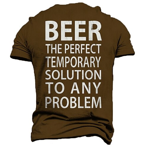 

Men's Unisex T shirt Tee 3D Print Graphic Prints Beer Letter Crew Neck Street Daily Print Short Sleeve Tops Casual Vintage Designer Big and Tall Brown Navy Blue